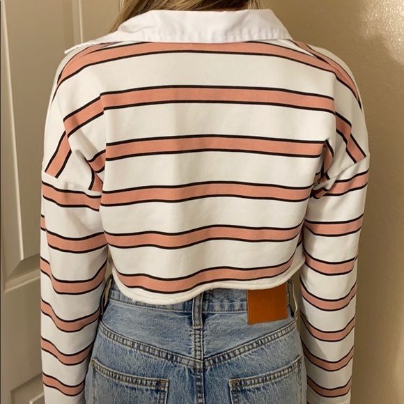 Striped polo cropped long sleeve - Picture 2 of 3